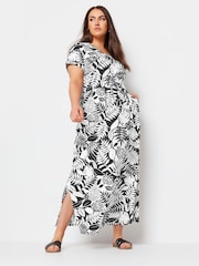 Yours Curve Black 100% Cotton Side Split Drawcord Maxi Dress - Image 1 of 5
