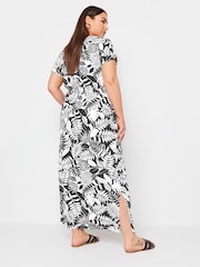 Yours Curve Black 100% Cotton Side Split Drawcord Maxi Dress - Image 3 of 5