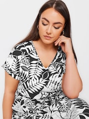 Yours Curve Black 100% Cotton Side Split Drawcord Maxi Dress - Image 4 of 5