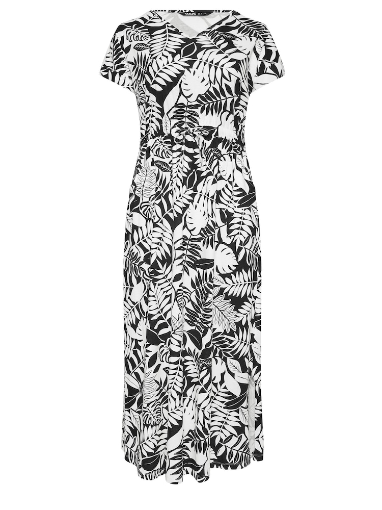 Yours Curve Black 100% Cotton Side Split Drawcord Maxi Dress - Image 5 of 5
