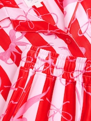 Red/Pink Bow Stripe Button Through Pyjamas - Image 12 of 12