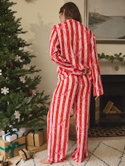 Red/Pink Bow Stripe Button Through Pyjamas - Image 5 of 12