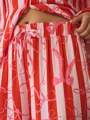 Red/Pink Bow Stripe Button Through Pyjamas - Image 6 of 12