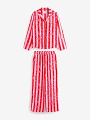 Red/Pink Bow Stripe Button Through Pyjamas - Image 8 of 12