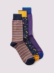 Duchamp Purple Mens Socks Gift Set 3 Pack - Image 1 of 6