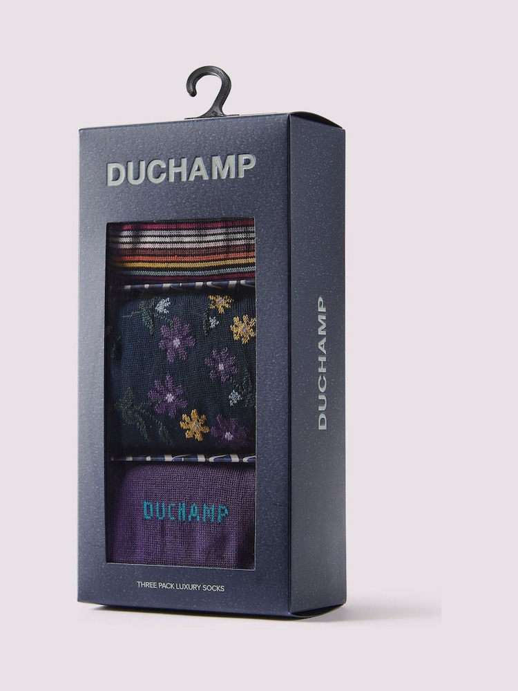 Duchamp Purple Mens Socks Gift Set 3 Pack - Image 2 of 6