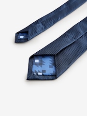 Navy Blue/Navajo Style Slim Tie And Pocket Square Set - Image 3 of 5