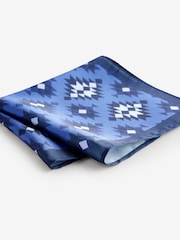Navy Blue/Navajo Style Slim Tie And Pocket Square Set - Image 5 of 5