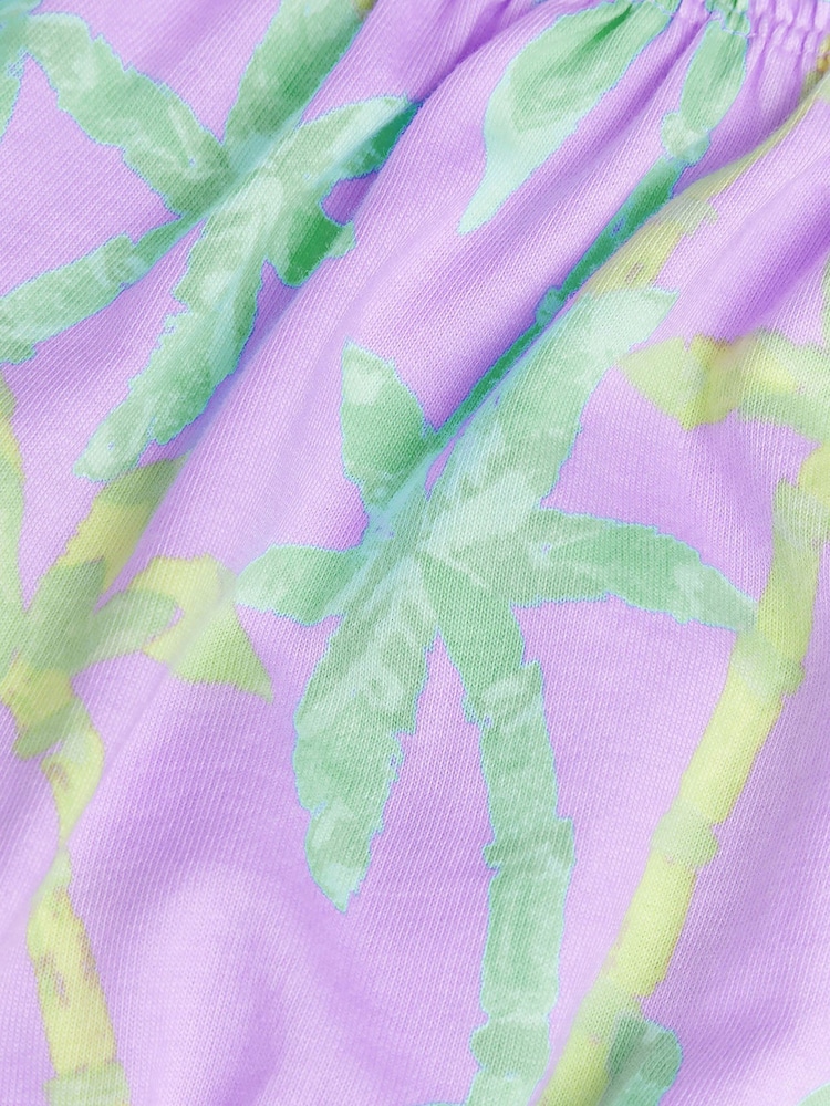 Monsoon Purple 100% Cotton Palm Print Crop Top - Image 4 of 4