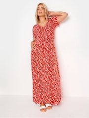 Yours Curve Orange Ditsy Floral Print Wrap Maxi Dress - Image 2 of 5