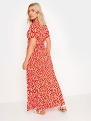 Yours Curve Orange Ditsy Floral Print Wrap Maxi Dress - Image 3 of 5