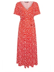 Yours Curve Orange Ditsy Floral Print Wrap Maxi Dress - Image 5 of 5