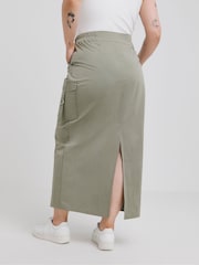 Simply Be Green Plush Cargo Tech Midi Skirt - Image 2 of 5