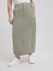 Simply Be Green Plush Cargo Tech Midi Skirt - Image 3 of 5