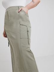 Simply Be Green Plush Cargo Tech Midi Skirt - Image 4 of 5