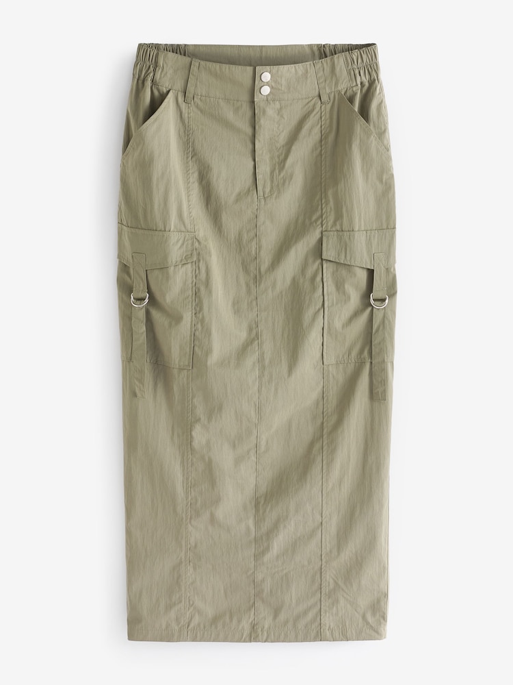Simply Be Green Plush Cargo Tech Midi Skirt - Image 5 of 5