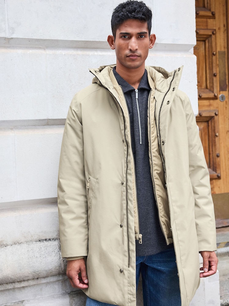 Нейтральный - Waterproof Padded 3 in 1 Signature Hooded Coat - Image 1 of 13