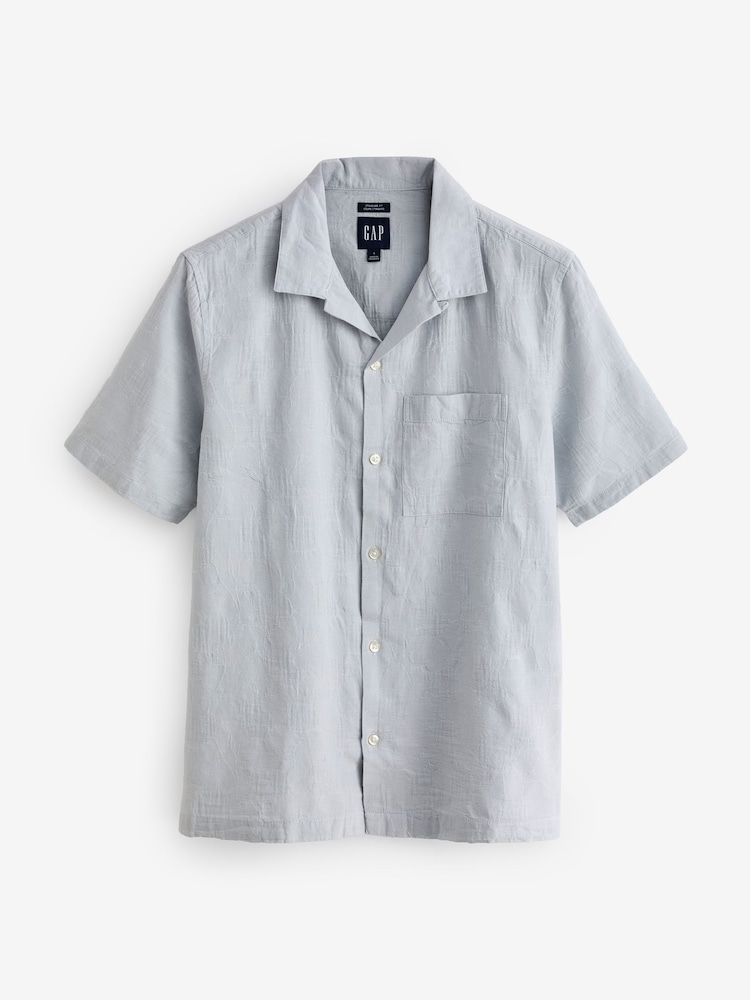 Gap Grey Jacquard Resort Shirt - Image 1 of 6 Gap Grey Jacquard Resort Shirt - Image 1 of 6