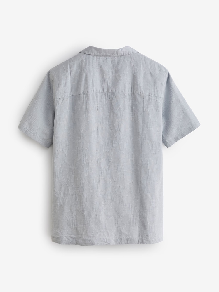 Gap Grey Jacquard Resort Shirt - Image 2 of 6 Gap Grey Jacquard Resort Shirt - Image 2 of 6