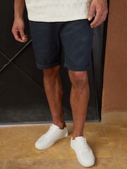 Threadbare Navy Overdyed Denim Shorts with Stretch - Image 1 of 4