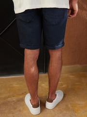 Threadbare Navy Overdyed Denim Shorts with Stretch - Image 2 of 4