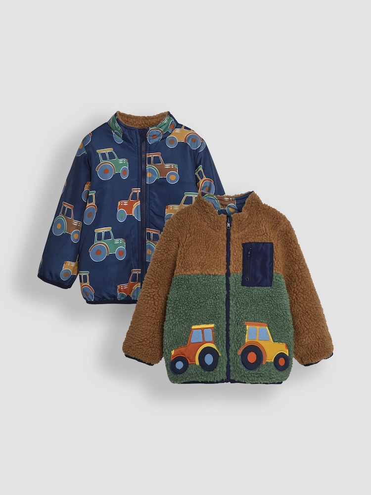 JoJo Maman Bébé Khaki Appliqué Reversible Teddy Fleece - Image 1 of 7