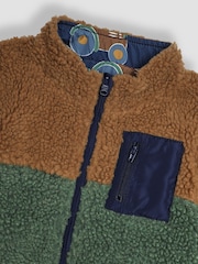 JoJo Maman Bébé Khaki Appliqué Reversible Teddy Fleece - Image 6 of 7