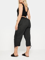 Yours Curve Black Cargo Cropped 100% Cotton Trousers - Image 3 of 5