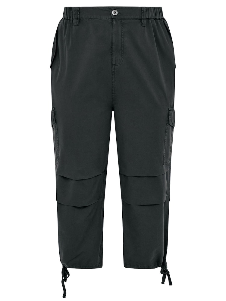 Yours Curve Black Cargo Cropped 100% Cotton Trousers - Image 5 of 5