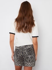 Threadbare Brown Leopard Print 100% Cotton Denim Mini Skirt - Image 7 of 8