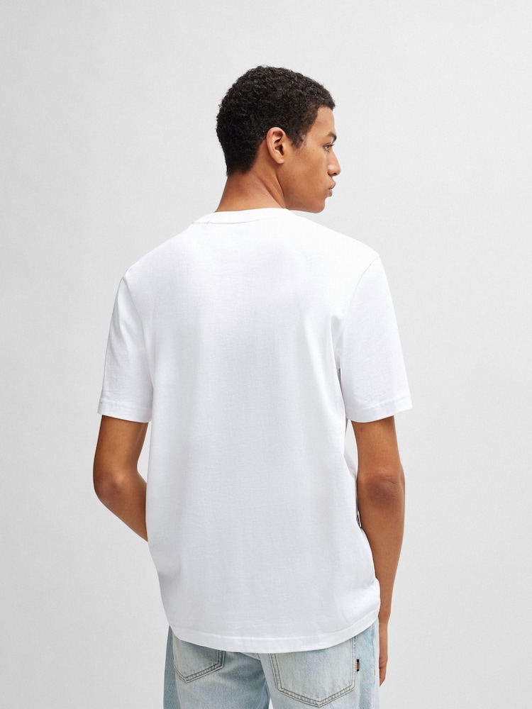 BOSS White 100% Cotton Jersey Logo Printboss T-Shirt - Image 2 of 5