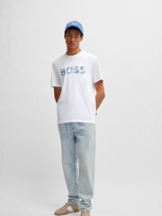 BOSS White 100% Cotton Jersey Logo Printboss T-Shirt - Image 3 of 5