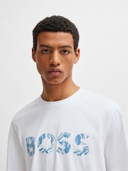 BOSS White 100% Cotton Jersey Logo Printboss T-Shirt - Image 4 of 5