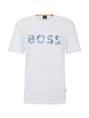 BOSS White 100% Cotton Jersey Logo Printboss T-Shirt - Image 5 of 5