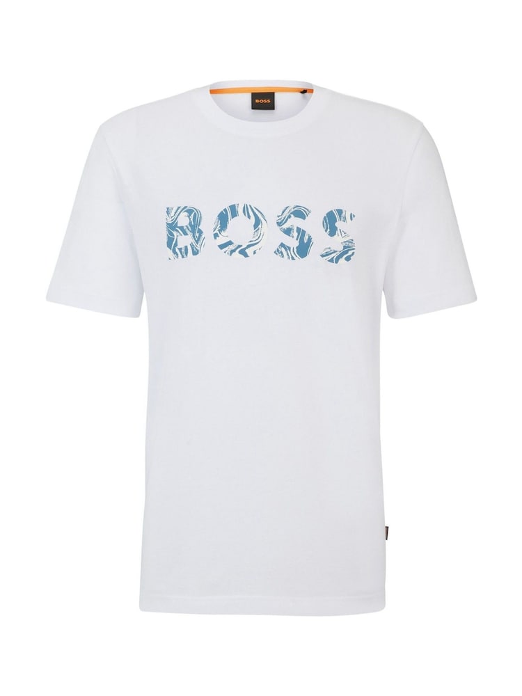 BOSS White 100% Cotton Jersey Logo Printboss T-Shirt - Image 5 of 5