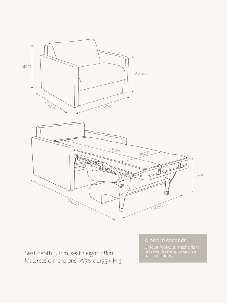Jay-Be Brushed Twill Smoke Grey Slim Snuggle Sofa Bed - Image 6 of 6