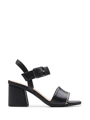 Clarks Black Leather Siara65 Buckle Sandals - Image 1 of 7