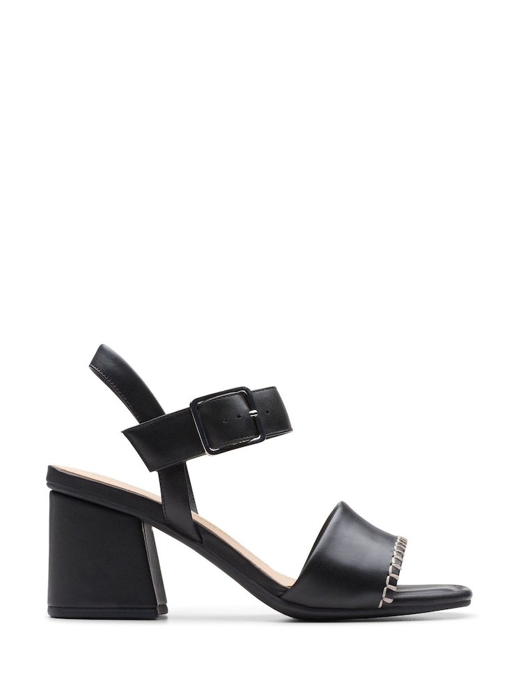 Clarks Black Leather Siara65 Buckle Sandals - Image 1 of 7