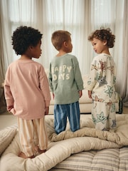 Vert sauge Vert/Peach Happy Days - Lot de 3 pyjamas oversize (9mois à10ans) - Image 2 de 4