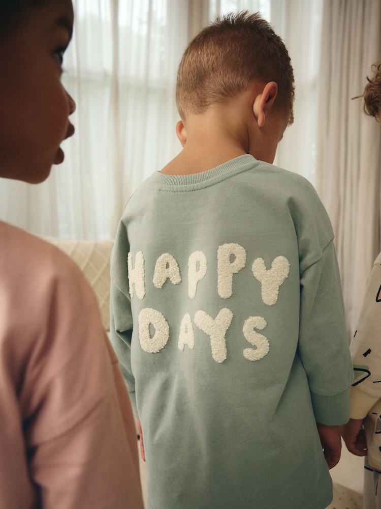 Vert sauge Vert/Peach Happy Days - Lot de 3 pyjamas oversize (9mois à10ans) - Image 4 de 4