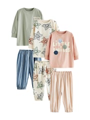 Salbeigrün/Pfirsichfarbene Happy Days - Übergroße Pyjamas im 3er-Pack (9 M.–10 J.) - Bild 6 von 11