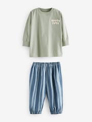 Salbeigrün/Pfirsichfarbene Happy Days - Übergroße Pyjamas im 3er-Pack (9 M.–10 J.) - Bild 7 von 11