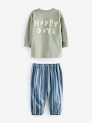 Salbeigrün/Pfirsichfarbene Happy Days - Übergroße Pyjamas im 3er-Pack (9 M.–10 J.) - Bild 8 von 11
