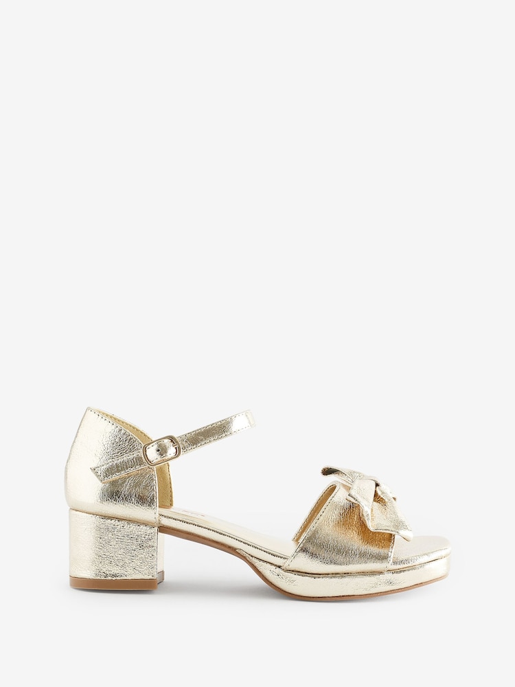 Monsoon Gold Bow Platform Sandals - Image 1 of 4