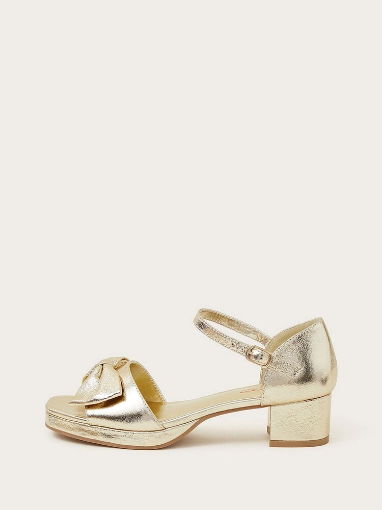 Monsoon Gold Bow Platform Sandals - Image 2 of 4