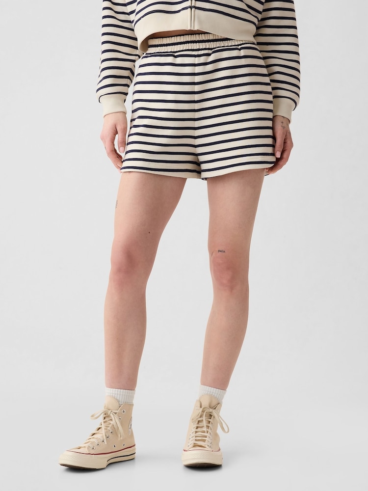 Gap Off-White & Black Stripe Vintage Soft Dolphin Hem Shorts - Image 1 of 4