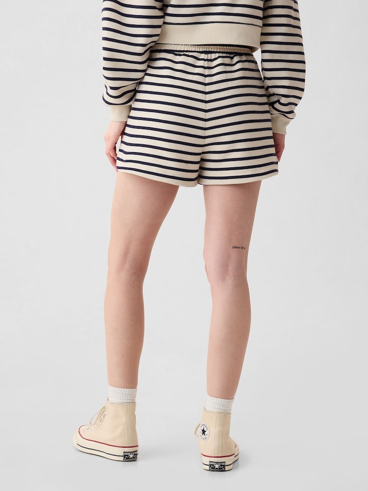Gap Off-White & Black Stripe Vintage Soft Dolphin Hem Shorts - Image 2 of 4