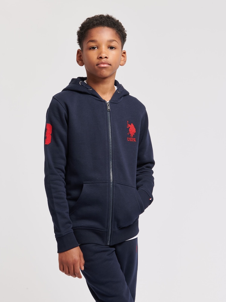 U.S. Polo Assn. Blue Boys 100% Cotton Player 3 Zip Hoodie - Image 1 of 7