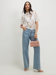 River Island White Lace Short Sleeve Blouse - Image 4 of 4