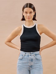 Albaray High Neck Contrast Trim Black Vest - Image 1 of 5